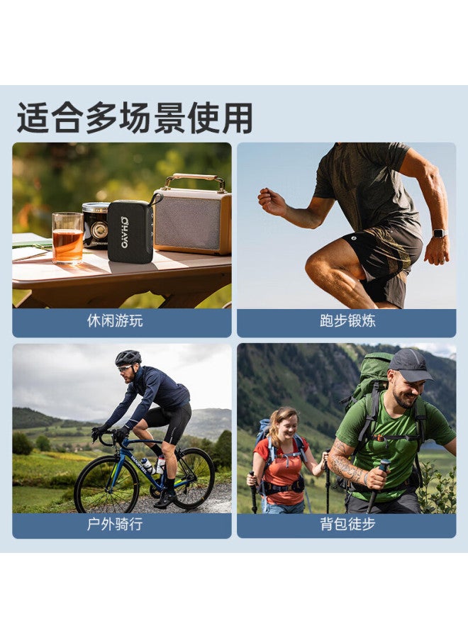 OHAYO سماعة بلوتوث S5، صوت لاسلكي، مضخم صوت محمول، تخييم خارجي، ركوب الدراجات، جري، صوت منخفض للغاية، استخدام منزلي ومكتبي، تصميم مضاد للماء صغير، رمادي - Image 2