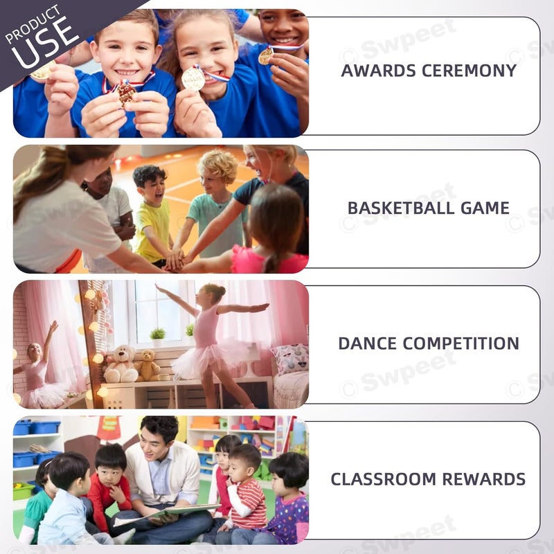 Swpeet Gold Silver Bronze 12Pcs 1.8×3.2 Inches Trophy Cup and 12Pcs 1.48×15.7 Inches Award Medals with Neck Ribbon, Ideal for Team Award Ceremonies Championship Games Sports Competitions - Image 3