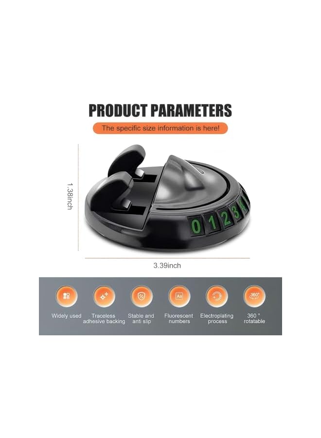 S-TOP 360°Rotating Car Phone Holder Mount 2025 Updated, Dashboard Cell Phone Holder, Navigation with Luminous Parking Number Plate, Washable Ultra-Stable Chassis Bracket, Universal for Cars (Black) - Image 5