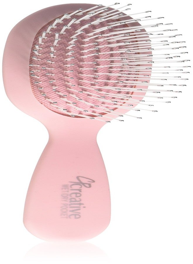 Creative Hair Brushes Wet/Dry Detangling Pocket Ball pt. Epoxy Tip Bristles with Durable Air filled Cushion - Pink - Image 1