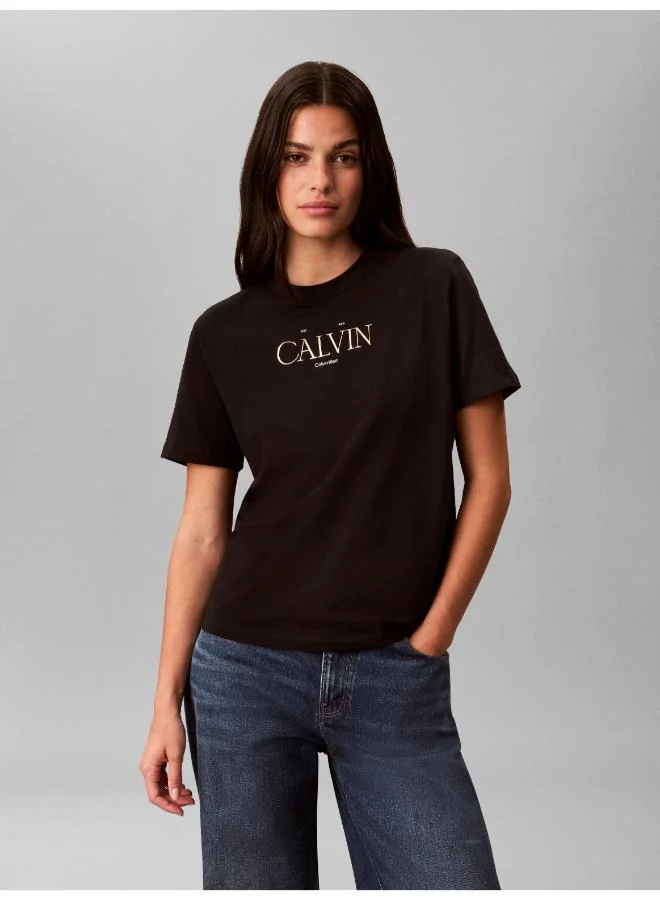 Metallic Logo Crew Neck T-Shirt