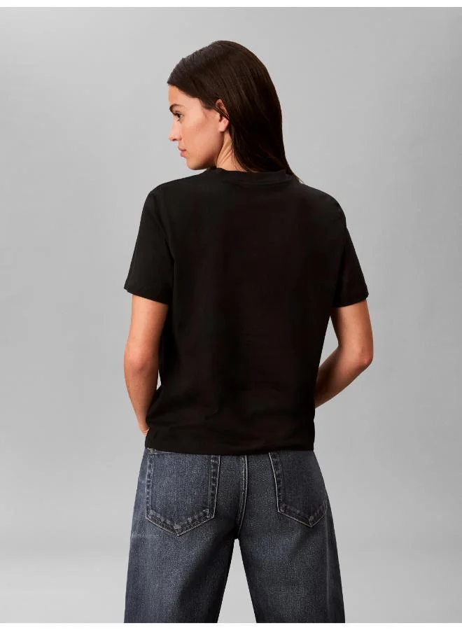 Calvin Klein Jeans  Metallic Logo Crew Neck T-Shirt for Women | Best Price UAE