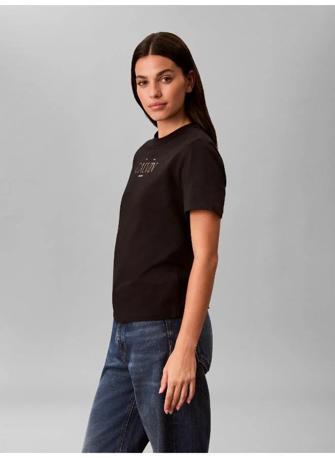 Calvin Klein Jeans  Metallic Logo Crew Neck T-Shirt for Women | Best Price UAE