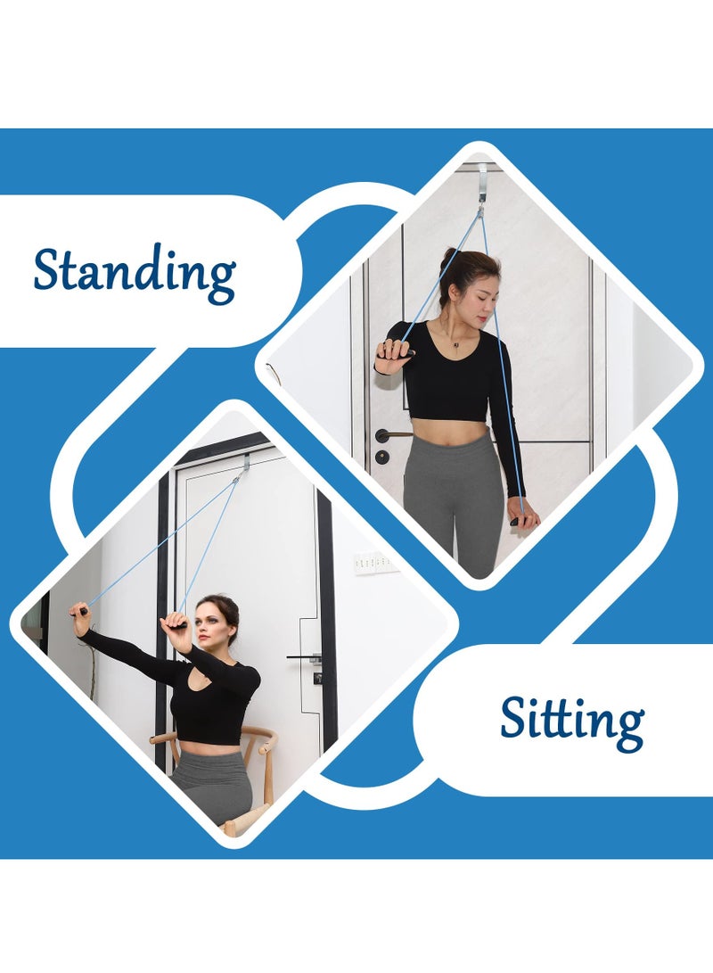 Shoulder Pulley Over The Door Physical Therapy System - Exercise Pulley for Alleviating Shoulder Pain and Facilitating Recovery from Surgery (Blue)
