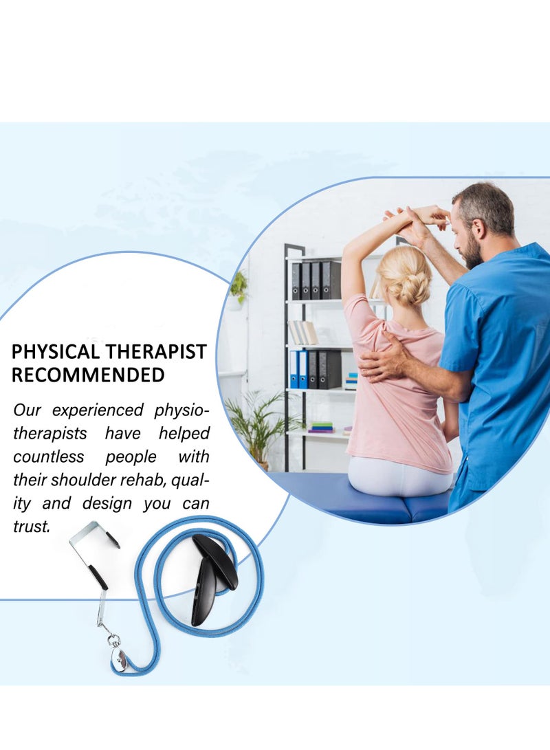 Shoulder Pulley Over The Door Physical Therapy System - Exercise Pulley for Alleviating Shoulder Pain and Facilitating Recovery from Surgery (Blue)