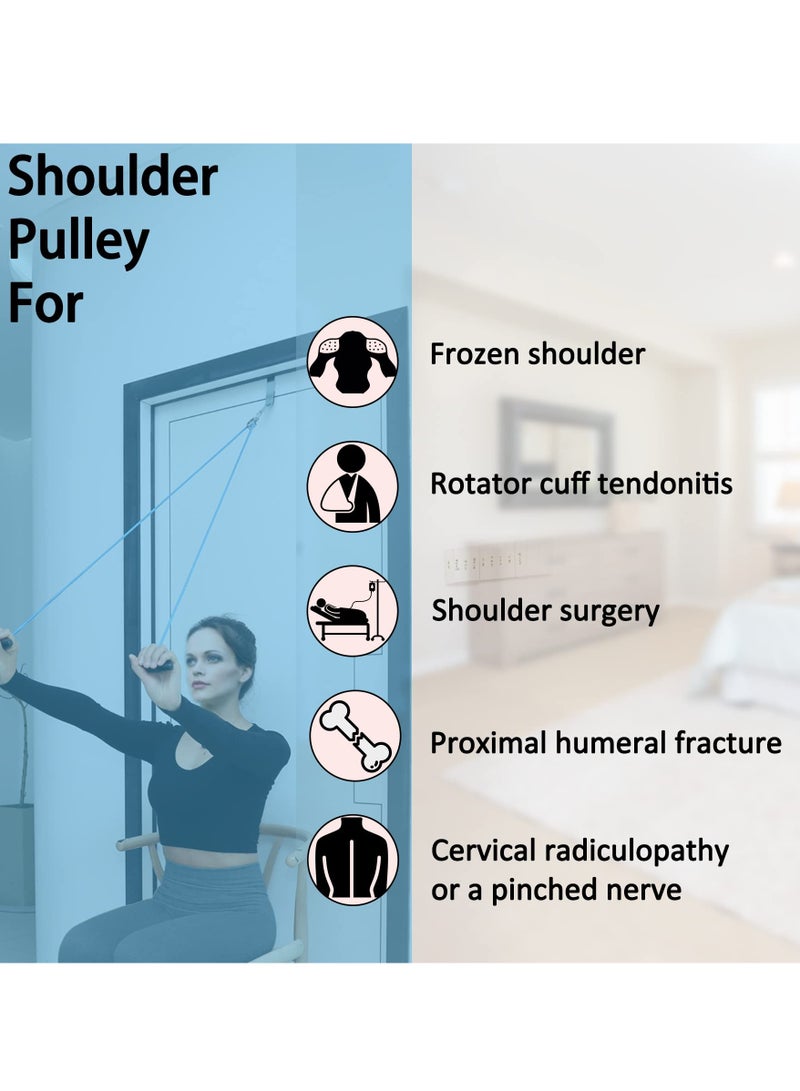 Shoulder Pulley Over The Door Physical Therapy System - Exercise Pulley for Alleviating Shoulder Pain and Facilitating Recovery from Surgery (Blue)