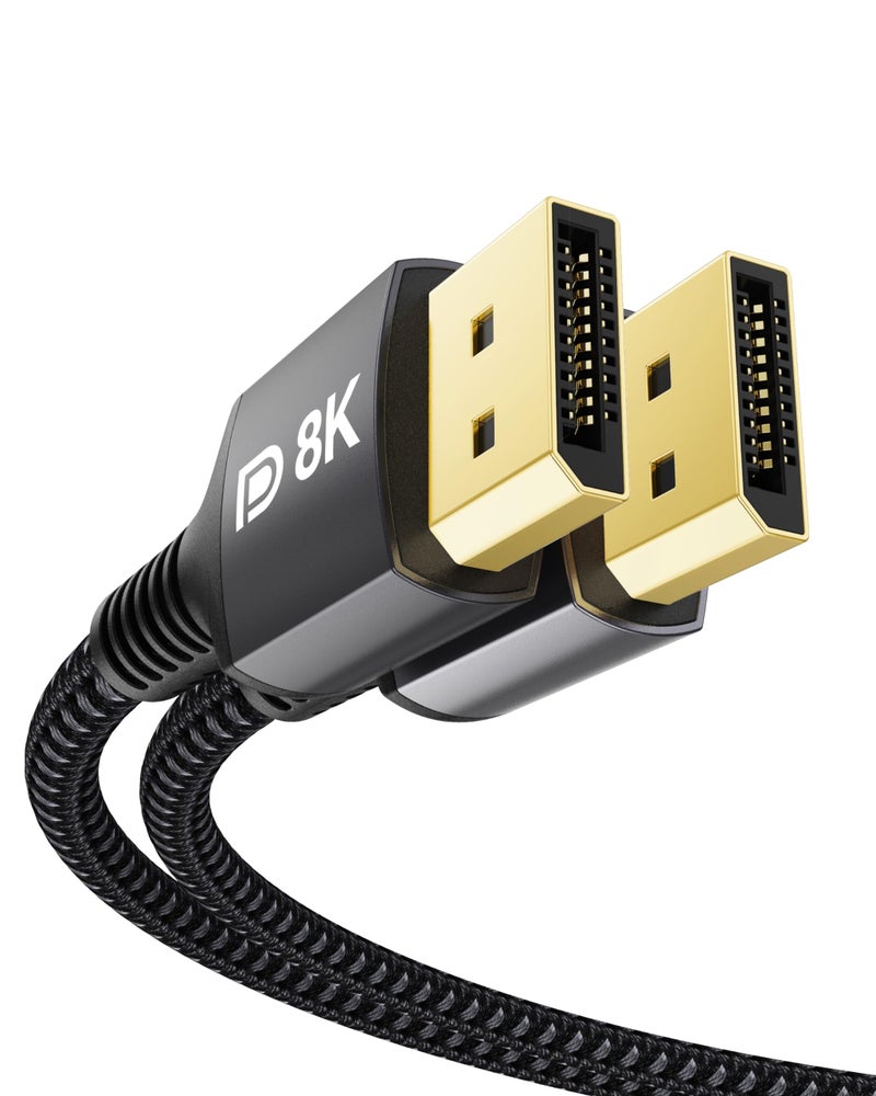 كابل Stouchi DisplayPort 1.4، كابل DP بسرعة 8K وطول 2 متر بسرعة نقل 32.4 جيجابت/ثانية، يدعم دقة 8K@60Hz وHBR3 و4K@60Hz/144Hz/120Hz و5K@60Hz و1080P@240Hz، كما يدعم تقنيات FreeSync وG-Sync وHDR10 لمنافذ - Image 1
