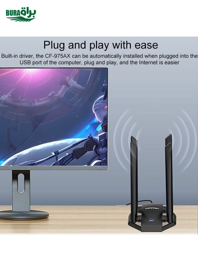 BURAQ - COMFAST CF-975AX 5400Mbps USB3.0 WiFi6 Dual Frequency Free Drive Network Card - Image 1