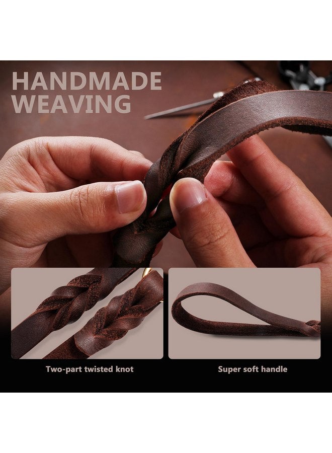 QUMY Leather Dog Leash 4ft, Heavy Duty Dog Training Leash for Large, Medium and Small Dogs, Soft and Strong Genuine Leather Braided Handmade Long Lead Leash for Dog Training, Brown - Image 4