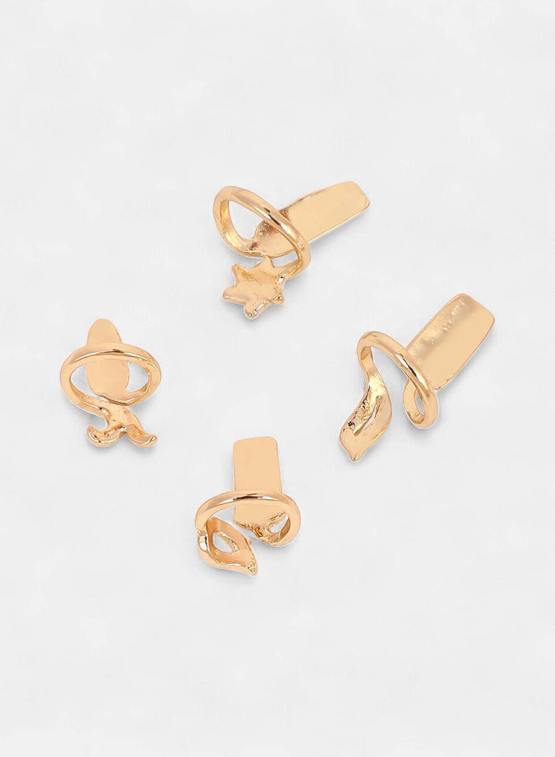 SOHI Women The Botanic Nail Ring Set | California  Colour | Set Of 4 | One-Size | Artificial Stone Alloy Material | Adjustable Closure | Ring For Casual & Evening Wear - Image 5