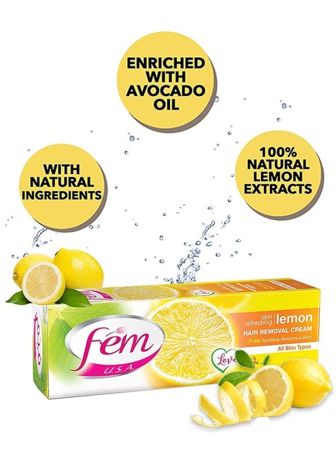 FEM USA Hair Removal Cream with Refreshing Lemon | For Skin Refreshing - 120g With pH Balancing Skin Care Lotion - pzsku/Z808AEC894C07F314046BZ/45/_/1679666502/31b186f6-8f67-45a9-906d-e9d686cdb217