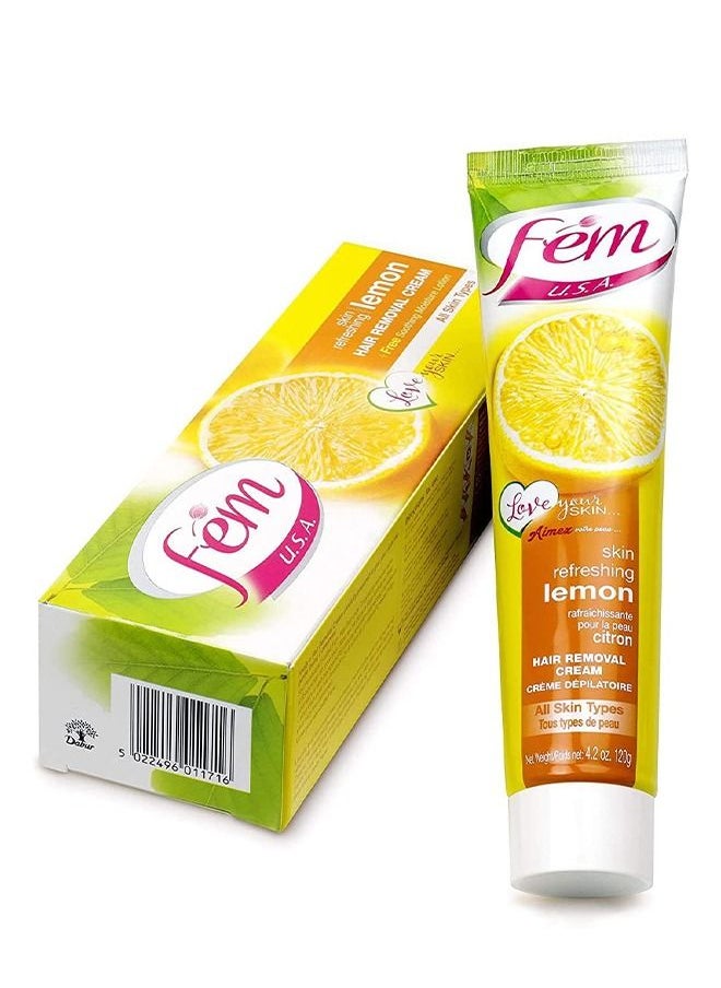 FEM USA Hair Removal Cream with Refreshing Lemon | For Skin Refreshing - 120g With pH Balancing Skin Care Lotion - pzsku/Z808AEC894C07F314046BZ/45/_/1679666503/fd17b5d2-1fef-40fd-994d-6a48504b0b24