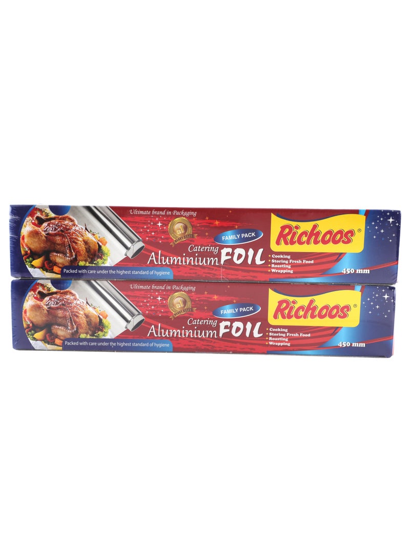 Richoos Aluminum Foil Roll - 2.5kg x 2, 45cm Width  5kg gross, Pack of 2 Rolls (Durable and Food Safe) - Image 1