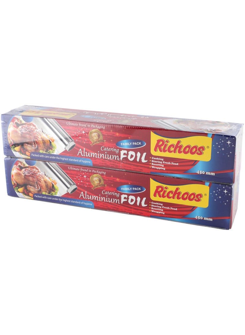 Richoos Aluminum Foil Roll - 2.5kg x 2, 45cm Width  5kg gross, Pack of 2 Rolls (Durable and Food Safe) - Image 2