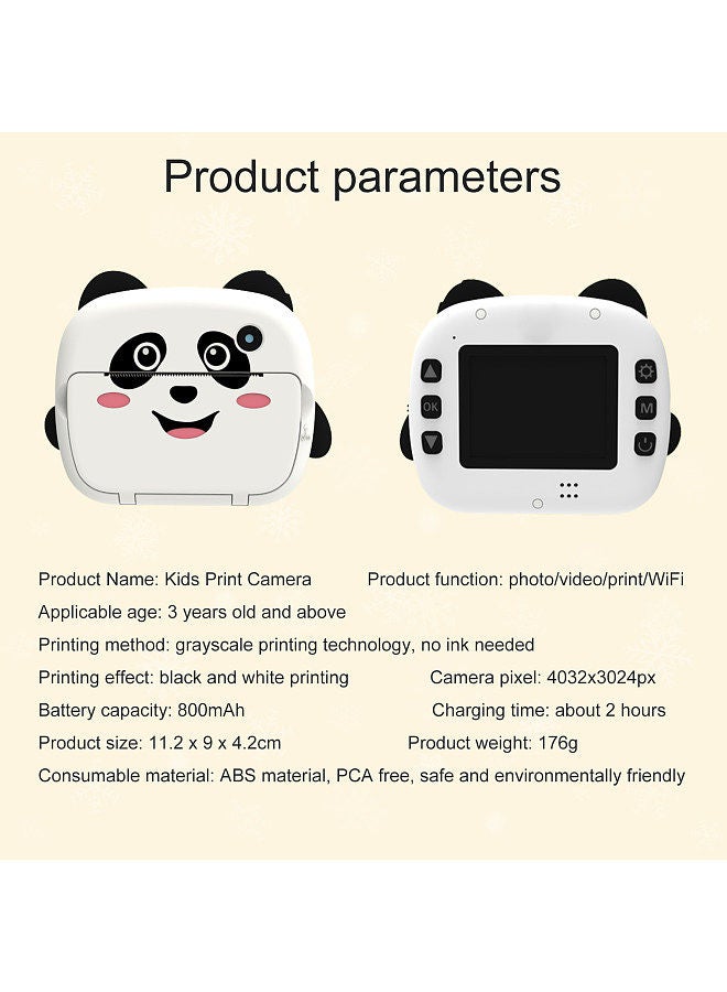 Portable Children Instant Thermal Print Camera 2.4 Inch Screen 1080P Digital Camera Photo Selfie 1080P FHD Video Thermal Inkless Printing 3 Rolls White Print Paper Learning Toy  - Image 4