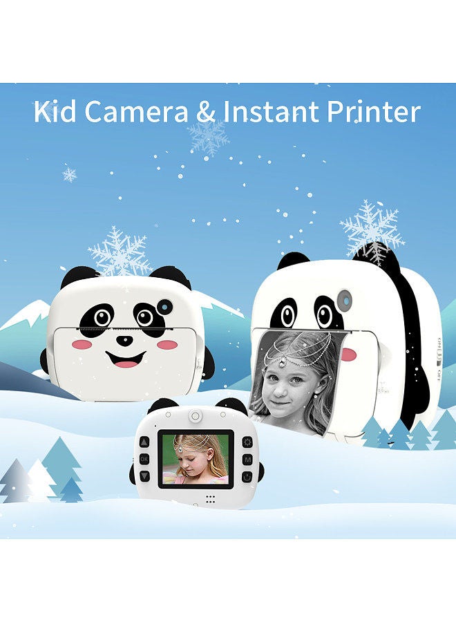 Portable Children Instant Thermal Print Camera 2.4 Inch Screen 1080P Digital Camera Photo Selfie 1080P FHD Video Thermal Inkless Printing 3 Rolls White Print Paper Learning Toy  - Image 2