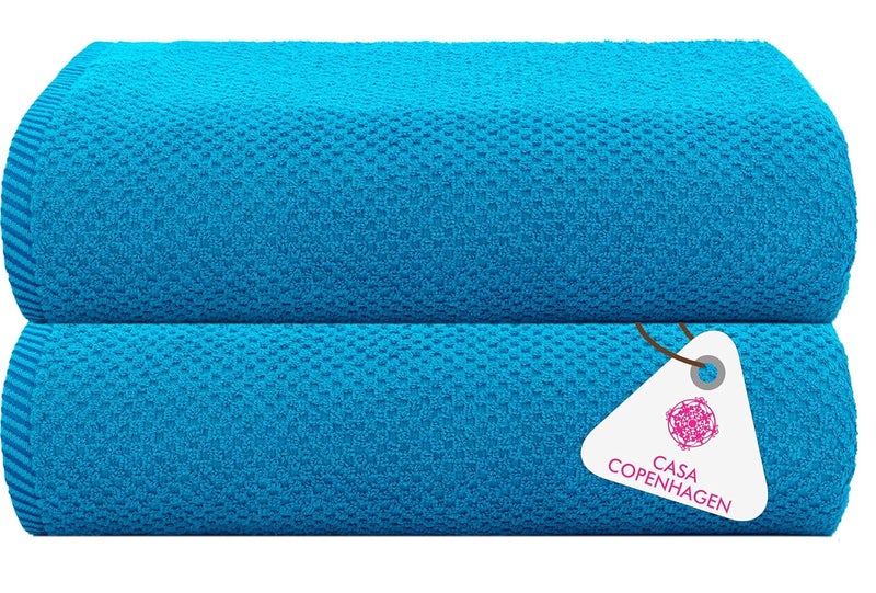 CASA COPENHAGEN Casa Copenhagen Egyptian Cotton Popcorn2 Pcs Hand Towel 40 X 60 cm Colour Teal Blue  - Image 1