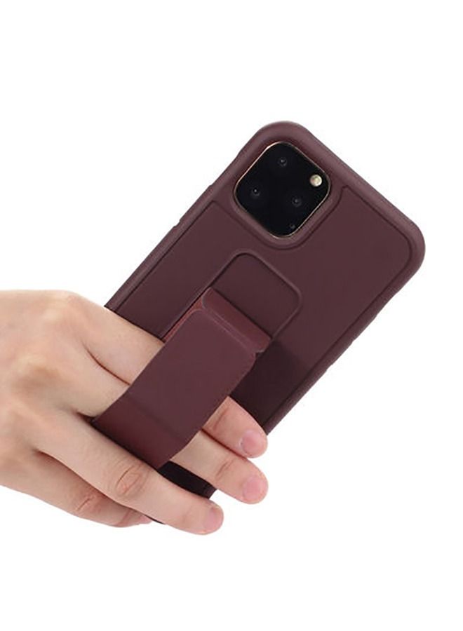 Shockproof PC TPU Protective Back Case With Wristband Holder For Apple iPhone 12/12 Pro 6.1inch Coffee - Image 2