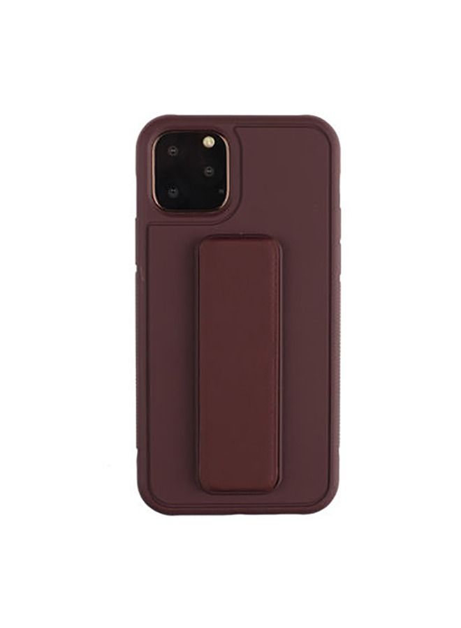 Shockproof PC TPU Protective Back Case With Wristband Holder For Apple iPhone 12/12 Pro 6.1inch Coffee - Image 1