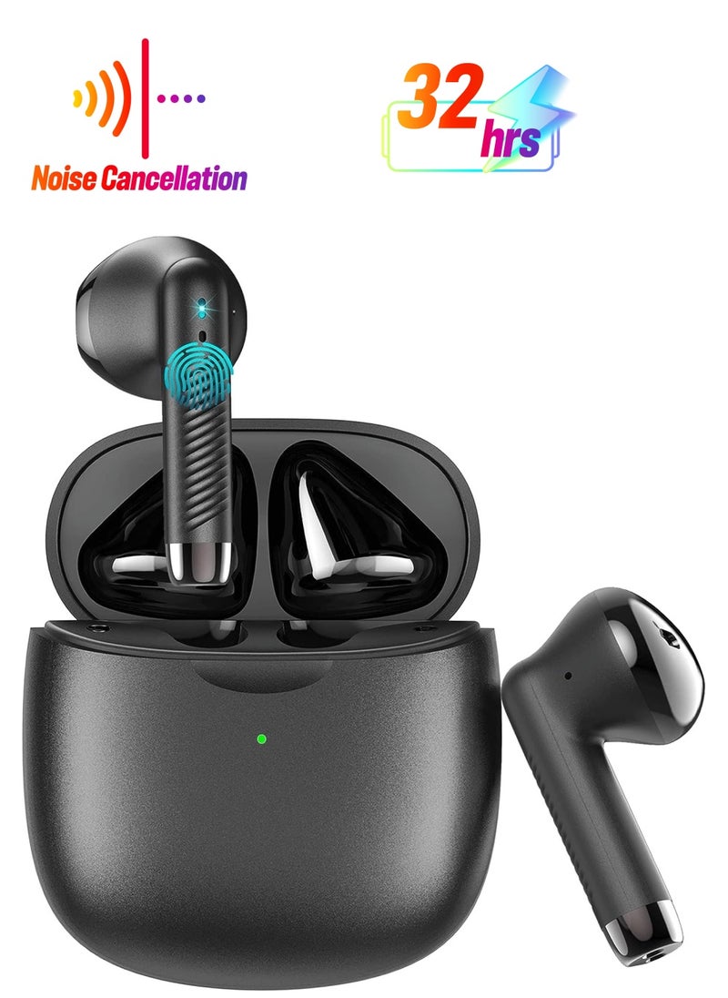 Generic - Bluetooth 5.3 Earbuds Stereo Bass Bluetooth Headphones in Ear Noise Cancelling Mic Earphones IP7 Waterproof Sports 32H Playtime USB C Mini Charging Case Ear Buds Black - Image 1