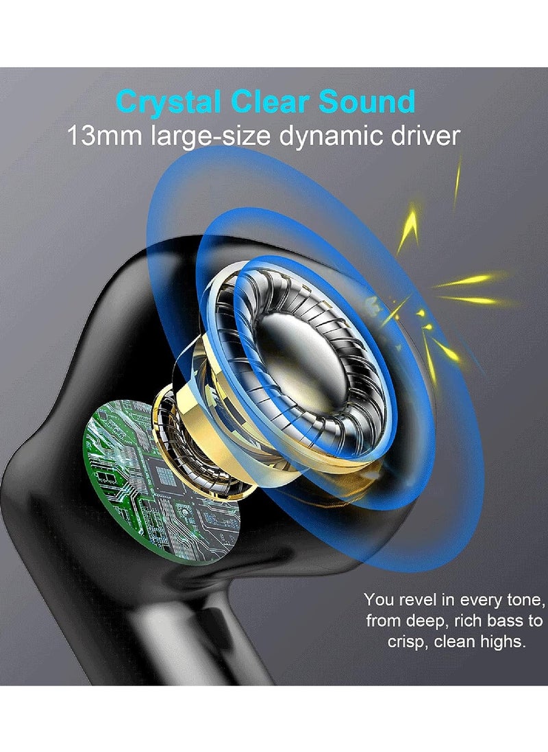 Generic - Bluetooth 5.3 Earbuds Stereo Bass Bluetooth Headphones in Ear Noise Cancelling Mic Earphones IP7 Waterproof Sports 32H Playtime USB C Mini Charging Case Ear Buds Black - Image 1