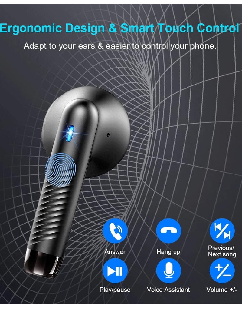 Generic - Bluetooth 5.3 Earbuds Stereo Bass Bluetooth Headphones in Ear Noise Cancelling Mic Earphones IP7 Waterproof Sports 32H Playtime USB C Mini Charging Case Ear Buds Black - Image 1