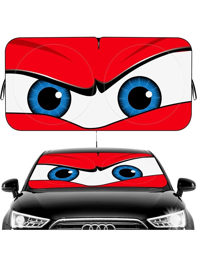 Car Windshield Sun Shade, Funny Car Eyes Sun Visor - Wear-Resistant Black Tape, Foldable 59'x27.5' - Image 1