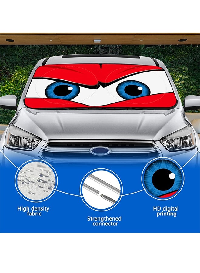 Car Windshield Sun Shade, Funny Car Eyes Sun Visor - Wear-Resistant Black Tape, Foldable 59'x27.5' - Image 4