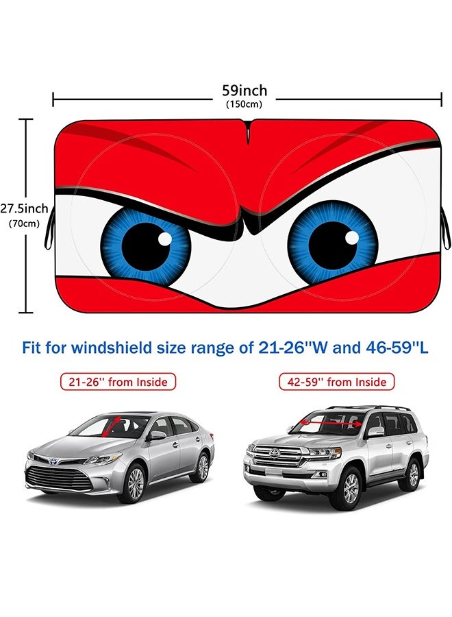 Car Windshield Sun Shade, Funny Car Eyes Sun Visor - Wear-Resistant Black Tape, Foldable 59'x27.5' - Image 2