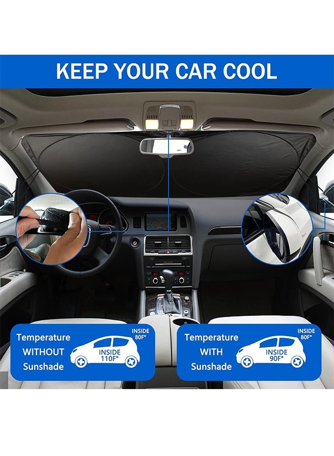 Car Windshield Sun Shade, Funny Car Eyes Sun Visor - Wear-Resistant Black Tape, Foldable 59'x27.5' - Image 3