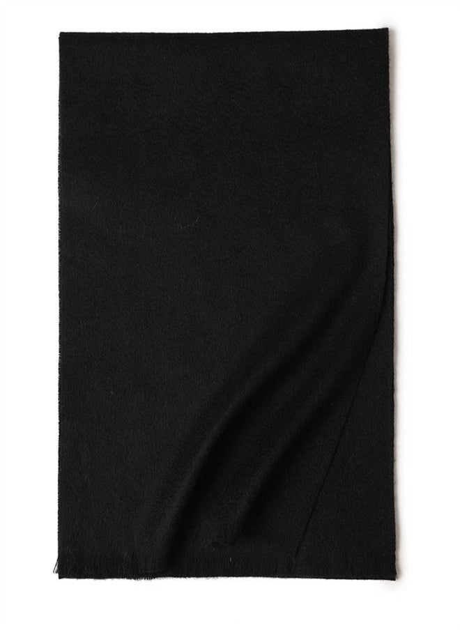 Loquat Warm Solid Short Beard Wool Scarf  - Image 2