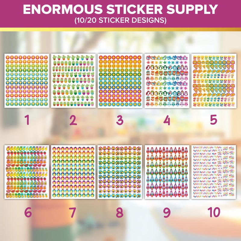 Decorably 6,882 Assorted Small Reward Stickers for Kids - 60 Sheets Sticker Chart Stickers, Classroom Activities, Positive Reinforcement, Arts & Crafts, Scrapbooking, Gift - Image 3