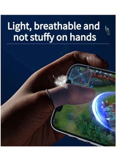 FlyDigi 4 Piece Gaming Finger Sleeve Gloves - Gaming Finger Sleeve 0.3mm Fiber Seamless Thumbtip Sleeve for Mobile Gaming Sweat Resistant for PUBG/Cod/LOL/ROS Gaming Finger Sleeve (with Box)  - Image 4