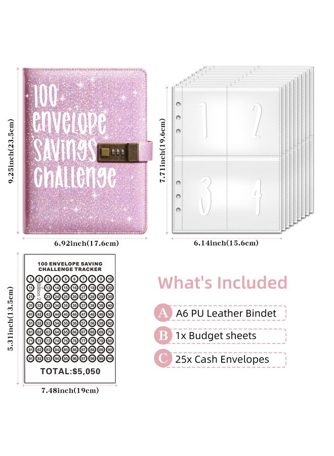 Bluejw Cross-border 100 Envelope Challenge 100 Notepad Password Lock Hand Ledger Loose-leaf Savings. - Image 2