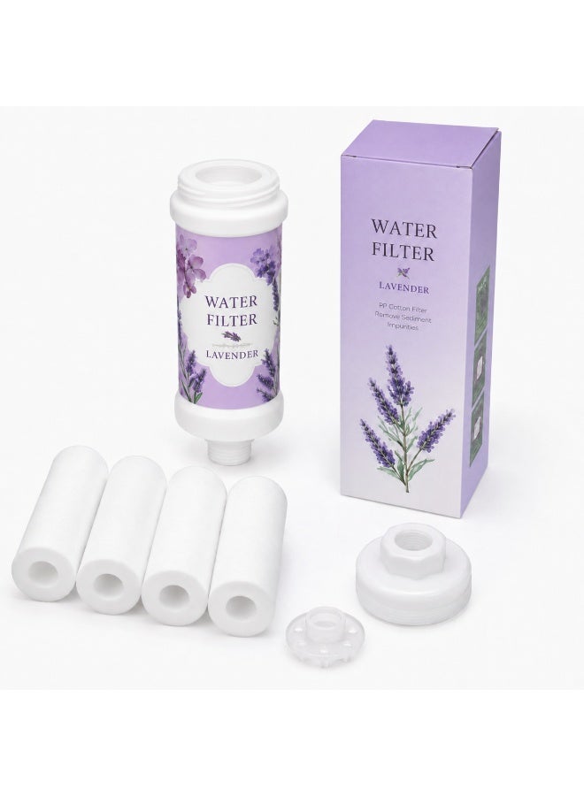 FEELSO Shower Filter for Hair Loss with 4 Replaceable PP Cotton Cartridge Lavender - Image 1