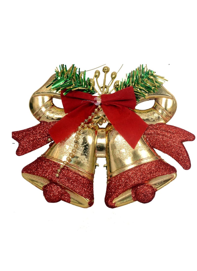 RASHRI ; One For All Rashri One for all Christmas Decoration Ornamental Bells with Bow Christmas Door Hanging Decorations Christmas Decoration Hanging Bell for Christmas Tree Ornaments Golden  - Image 1