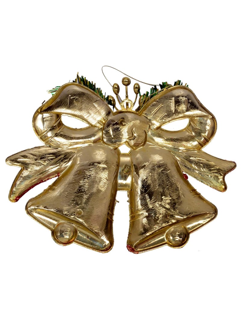 RASHRI ; One For All Rashri One for all Christmas Decoration Ornamental Bells with Bow Christmas Door Hanging Decorations Christmas Decoration Hanging Bell for Christmas Tree Ornaments Golden  - Image 2