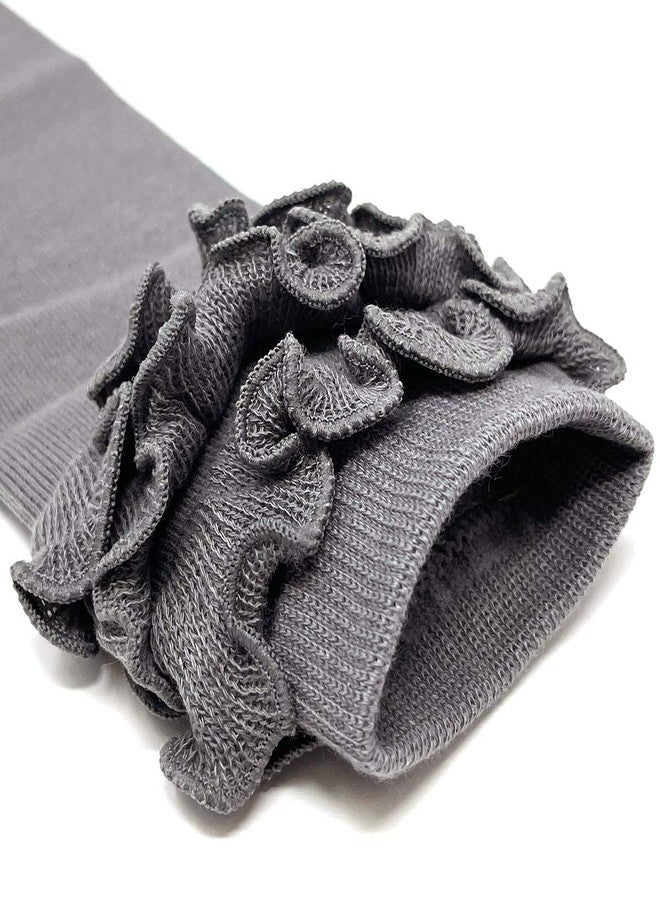 Bowbear 3 Pair Cheerful Ruffles Baby Leg Warmers, Black, White, Gray - Image 5