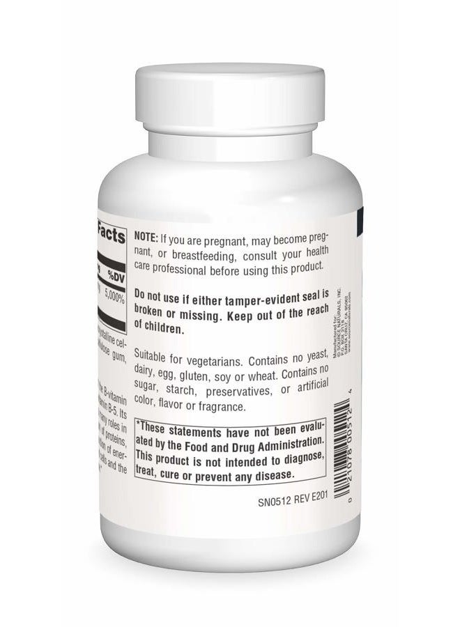 Source Naturals Pantothenic Acid Vitamin B5 250mg. Tablets 143360 - Image 2