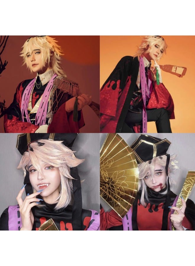ANOGOL Wig Cap+ Long Blonde Wig Golden Orange Wig with Bangs for Men Women Anime Cosplay Party Wig Blonde Wig Long Blonde Wavy Wig Cosplay Costume Halloween Party Outfit - Image 2