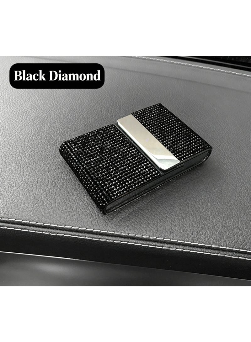 Bling Rhinestone Card Holder, Crystal Diamond Credit Card & Driver License Case,  Business Card Organizer with Metal Clip, Luxury Bling Wallet for Women