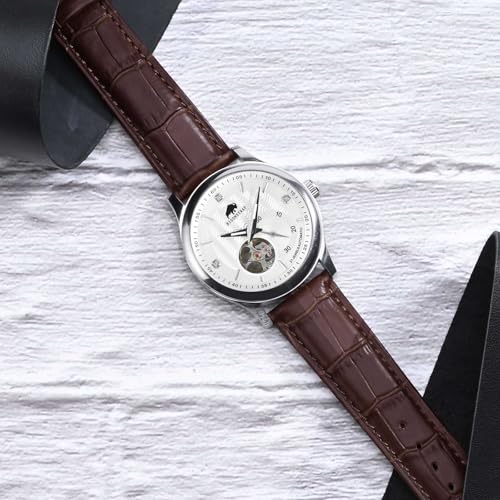 BISONSTRAP Watch Bands 20mm, Alligator Embossed Leather Watch Straps, Coffee Brown with Silver Buckle - Image 2