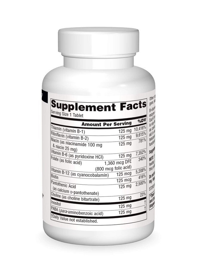 Source Naturals B-125, 125 mg B-Vitamins for Energy Production Support - 60 Tablets - Image 3