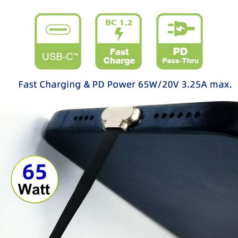 chenyang USB C Short Flat Cable USB 2.0 Type C Dual 90 Degree Angled PD 65W Fast Charge Data Extension 75MM Cable - Image 2