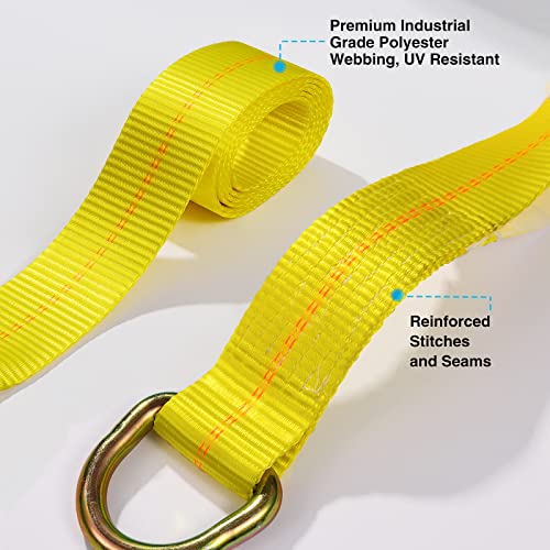 Trekassy Car Tie Down Straps for Trailers with Heavy Duty Chain Anchors, 2" x 96" Tire Straps with Ratchet and 2 Replacement Tire Straps, 3,333lbs Safe Working Load - Image 5