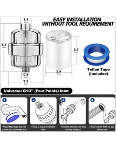 Super ZYouth 25 Stage Shower Filter for Hard Water - Reduces Dry Skin, with 3 Replaceable Filter Cartridges, Universal Replaceable Shower Head Water Purifier to Remove Chlorine, Fluoride  - Image 4
