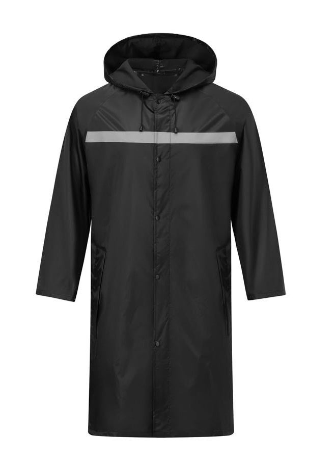 ProHydra Mens Long Safety Rain Coats with Air Vents Reflective Stripes Waterproof Packable Work Rain Jacket with Hood Lightweight Emergency Raincoat Ponchos (Black,X-Large) - Image 1