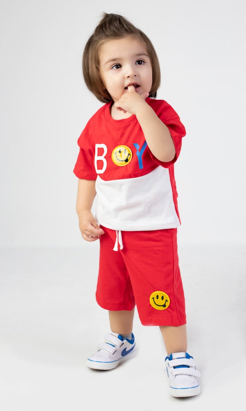 Harika Kids Great Kids Shorts Short Sleeve Boys Pattern Printed Basic Bottom-Top Set 6-24 Months - Image 2