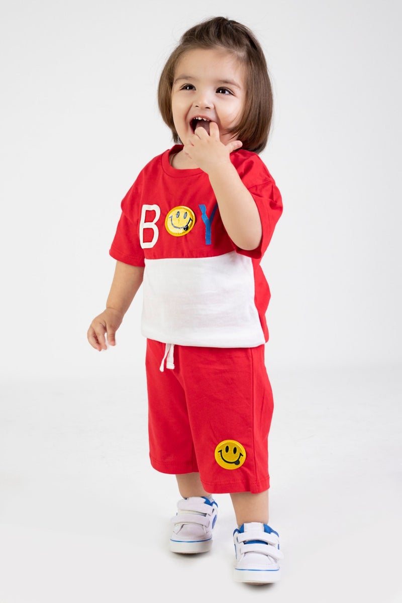 Harika Kids Great Kids Shorts Short Sleeve Boys Pattern Printed Basic Bottom-Top Set 6-24 Months - Image 3