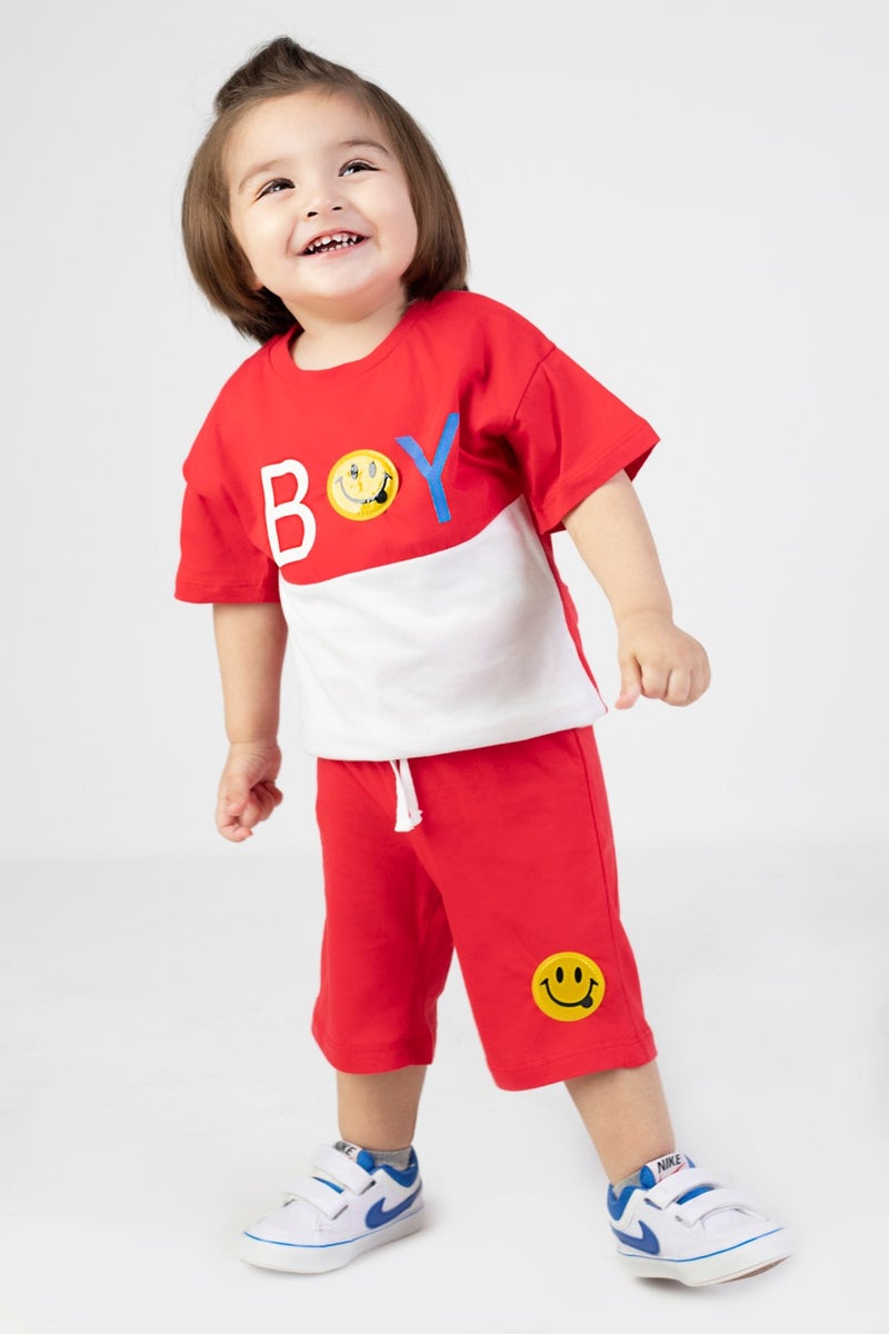 Harika Kids Great Kids Shorts Short Sleeve Boys Pattern Printed Basic Bottom-Top Set 6-24 Months - Image 1